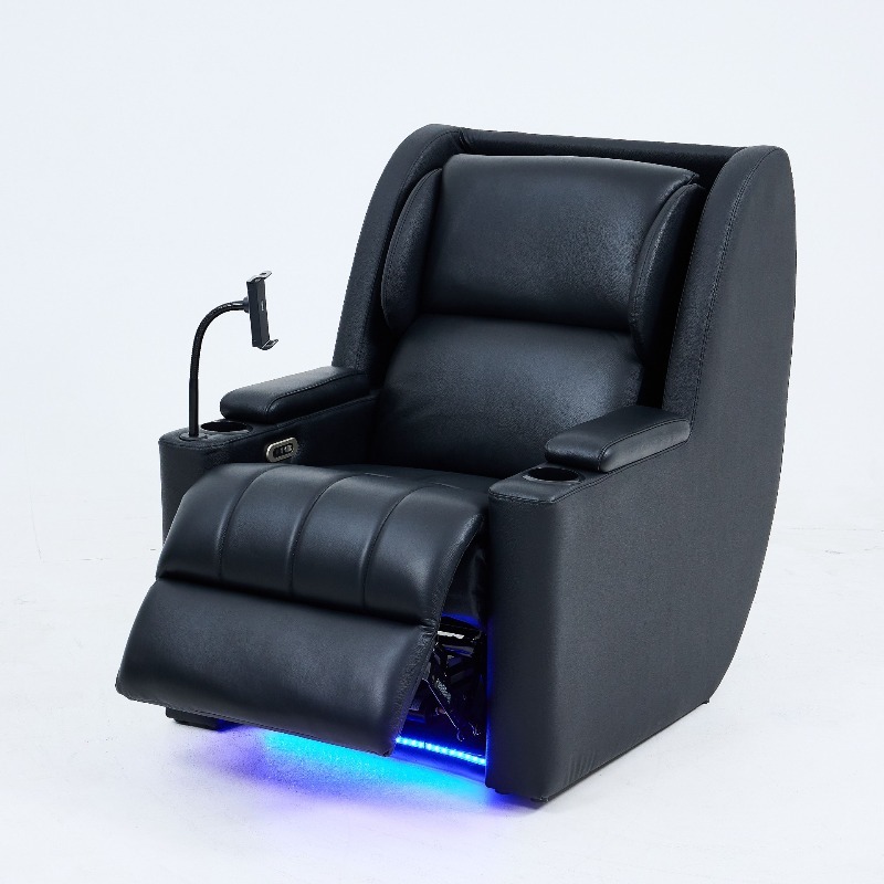 Home Cinema High End - โฮมเธียเตอร์ โซฟาหนังระดับเฟิร์สคลาส สำหรับห้องดูหนังในบ้าน พร้อมระบบไฟฟ้าอเนกประสงค์ หนังวัวอิตาลีคุณภาพสูง