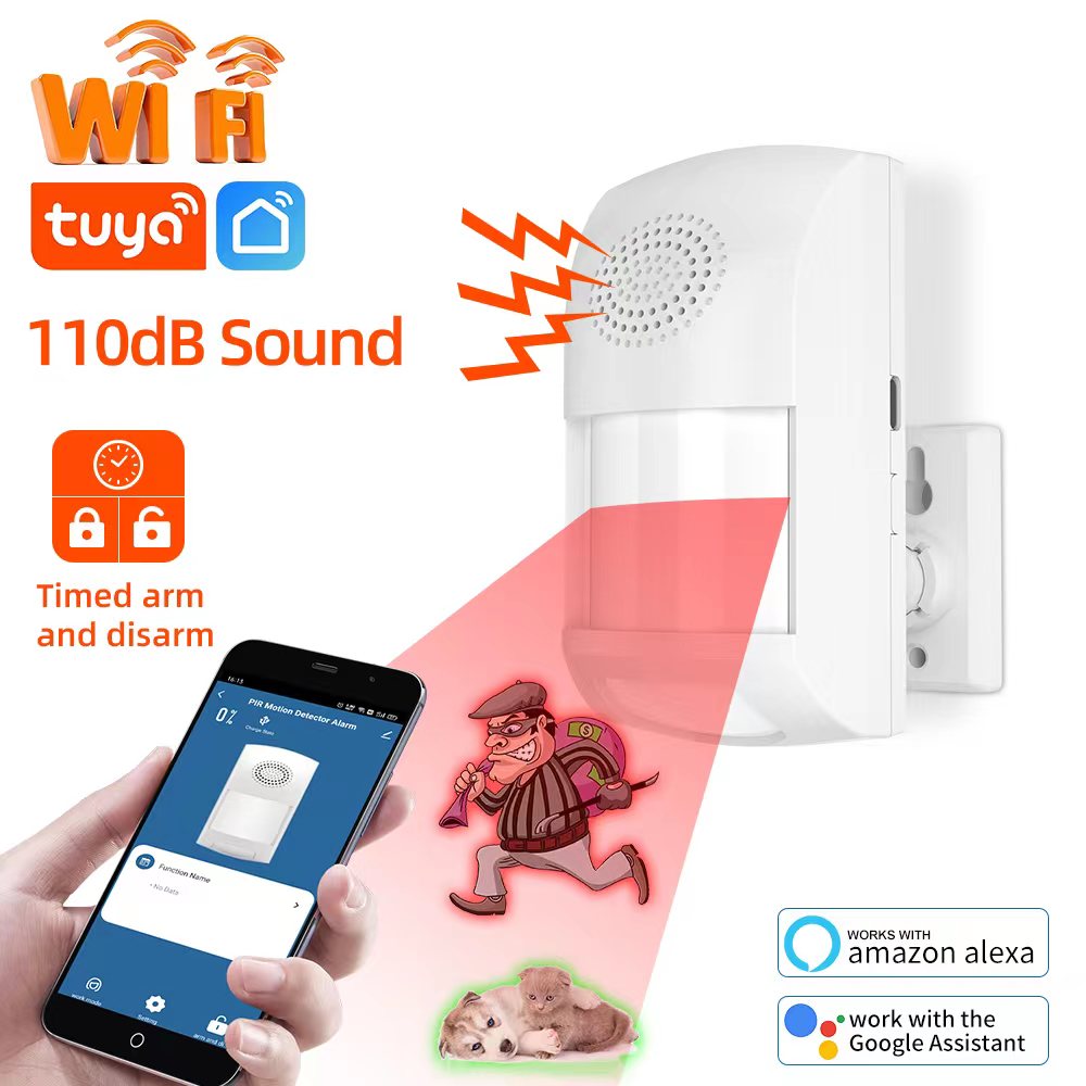 Home Cinema Alexa - Tuya WiFi อินฟราเรด PIR เซ็นเซอร์การเคลื่อนไหวความปลอดภัยป้องกันเครื่องตรวจจับการเคลื่อนไหวกันขโมยเสียงปลุก Smart