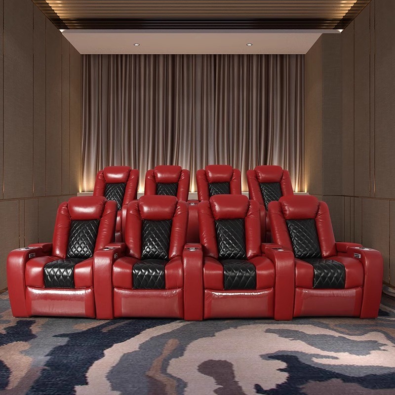 Home Cinema High End - เก้าอี้ปรับเอนโฮมเธียเตอร์อัจฉริยะระดับไฮเอนด์สำหรับวีไอพี ทำจากหนังแท้คุณภาพสูง ปรับไฟฟ้าได้ สามารถปรับแต่งได้ตามต้องการสำหรับการชมภาพยนตร์ส่วนตัว