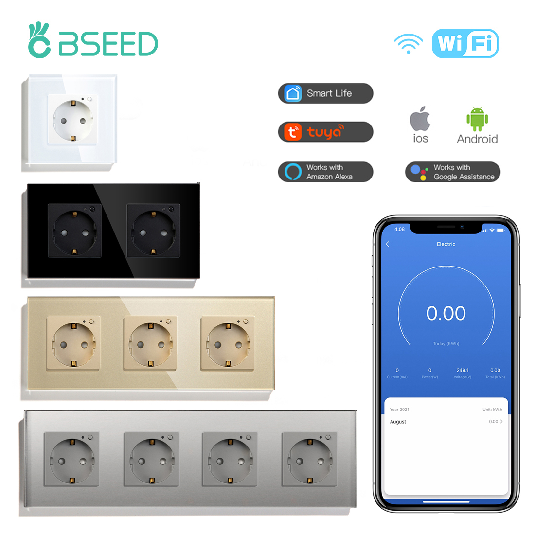 Home Cinema Alexa - BSEED EU ไฟฟ้า Wifi สมาร์ทซ็อกเก็ตปลั๊กผนัง Power
