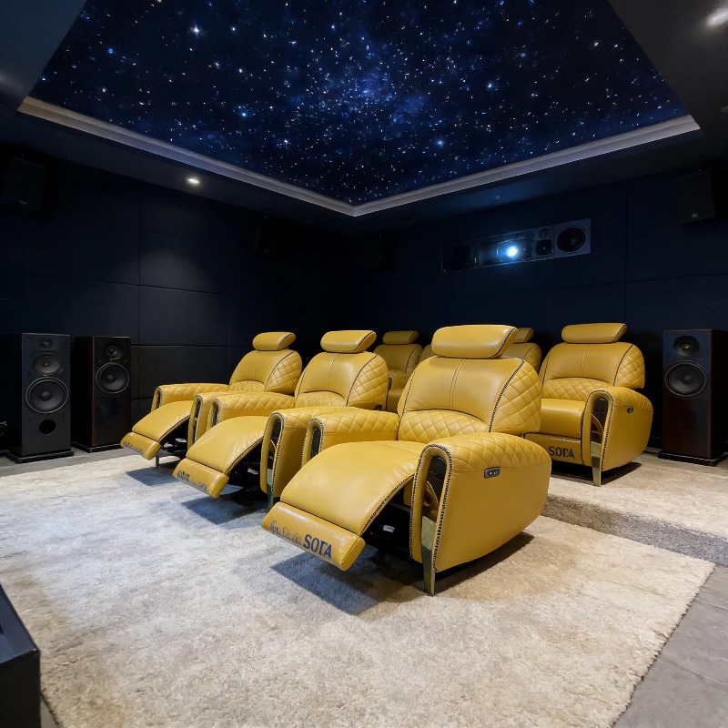 Home Cinema High End - เก้าอี้โซฟาหนังปรับเอนนอนแบบวีไอพี เฟอร์นิเจอร์โฮมเธียเตอร์ระดับไฮเอนด์ โซฟาปรับเอนไฟฟ้าสำหรับโรงภาพยนตร์ วิลล่า สตูดิโอ และที่นั่งดูหนัง