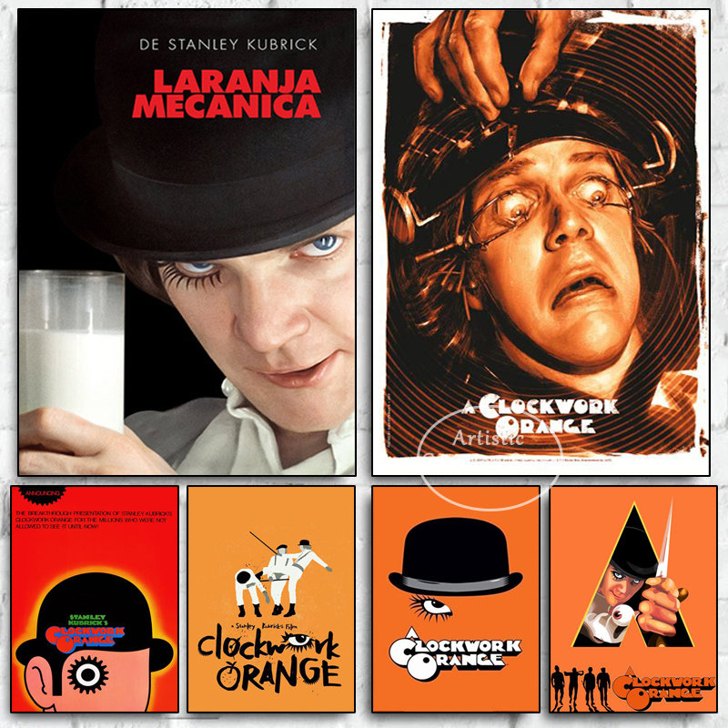 Home.Cinema Orange - สีส้มโปสเตอร์ภาพยนตร์คลาสสิกโดย Stanley Kubrick Art ภาพพิมพ์ภาพเขียนบนผ้าใบภาพผนังสำหรับ Nordic