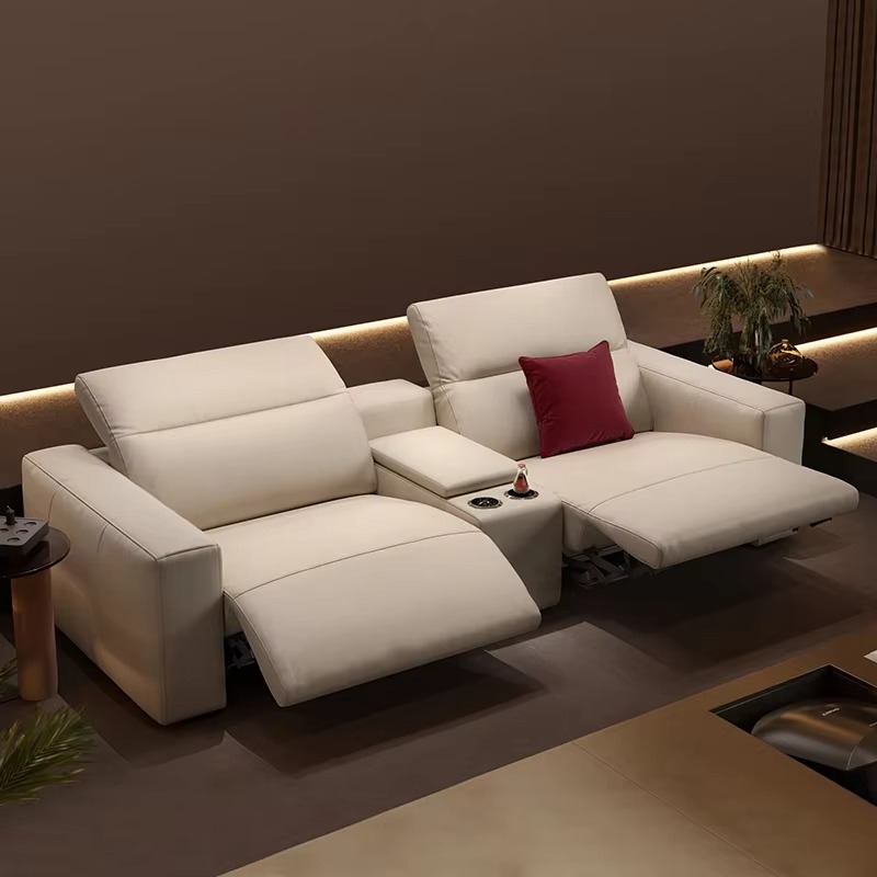 Home Cinema High End - โซฟาแบ่งส่วนสำหรับโฮมเธียเตอร์ระดับไฮเอนด์ในวิลล่า ห้องดูหนังส่วนตัวพร้อมระบบภาพและเสียง โซฟาหรูหราพร้อมฟังก์ชั่นโรงภาพยนตร์ไฟฟ้า